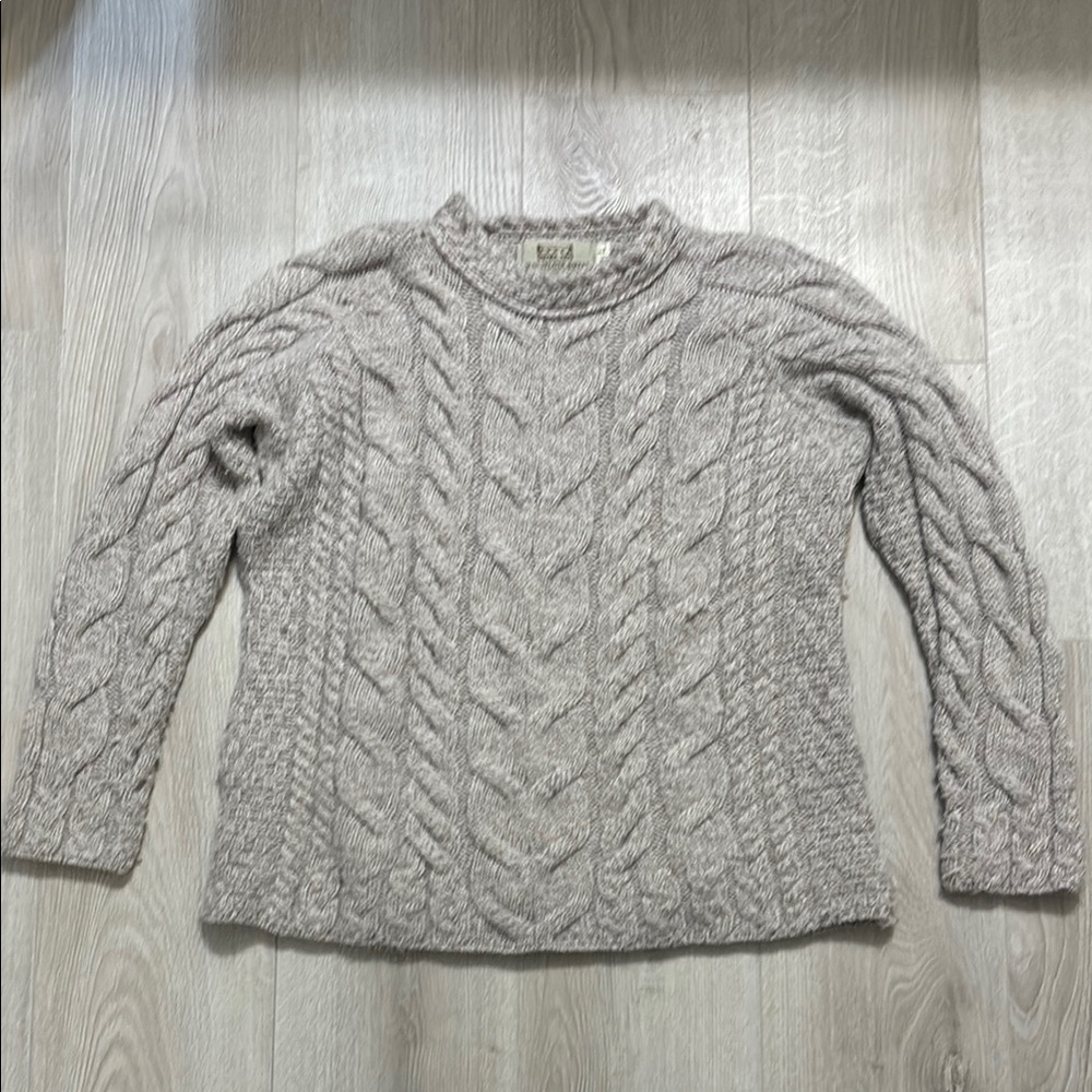 Aran Merino Wool Sweater with Cable Knit Design